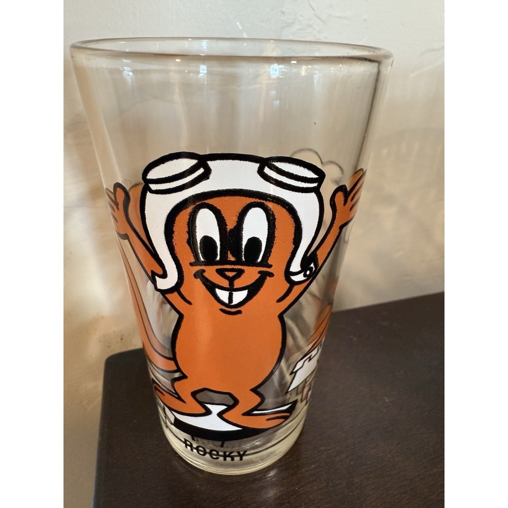 Vintage 1970's Rocky Pepsi Collectors 5" Drinking Glass Cartoon Lantz
